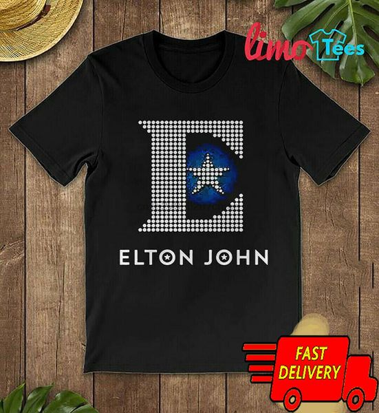 

elton john diamond star cotton t shirt black size s-3xl
