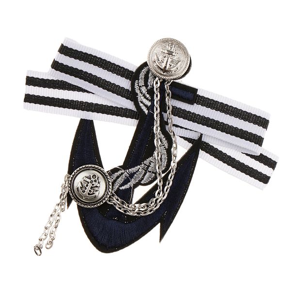 

урожай полосатой ткани якорь дизайн nautical themed брошь pins моды, Gray