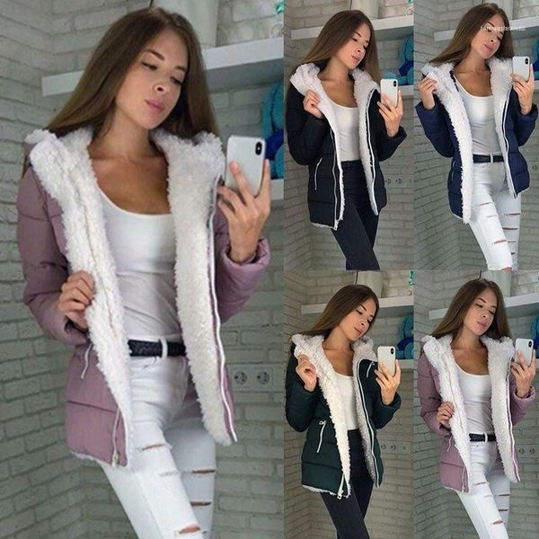 

style long sleeved hooded zipper thick coats womens fashion outerwear women winter coats designer casual hot, Black;brown