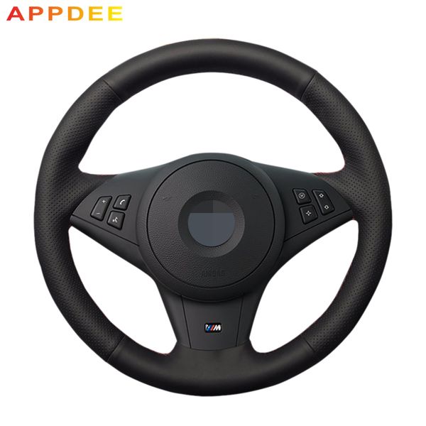 

appdee black artificial leather car steering wheel cover for e60 530i e63 e64 635d