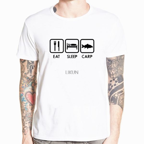 

мужская мода crew neck мода короткие рукава письма eat sleep карп fishinger angling t рубашки повседневные топы тройники