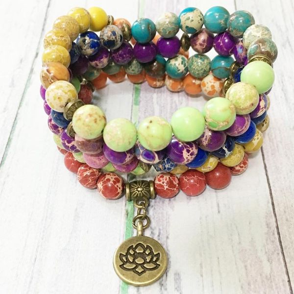 

mg0427 7 chakra imperial j-asper 108 mala yoga bracelet trendy design women`s spiritual balance power jewelry wholesale, Black