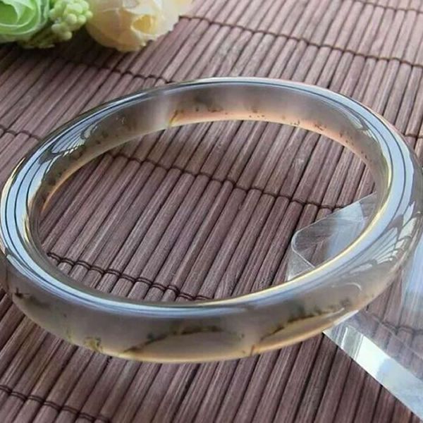 

natural gray jadeite smooth bangle women bangle 64mm, Black
