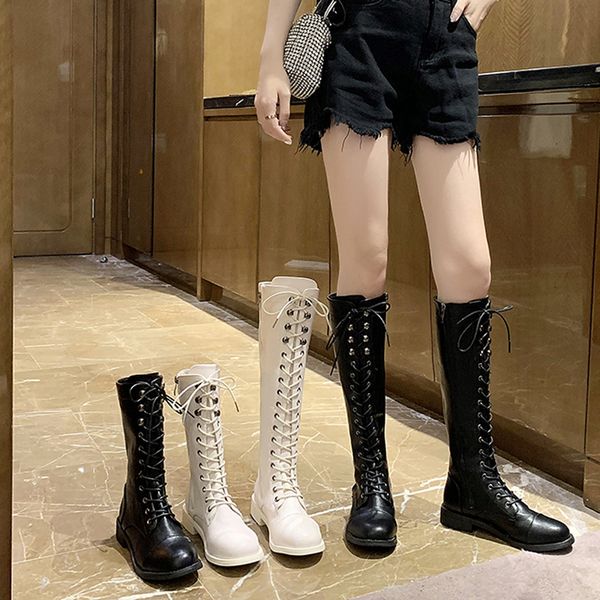 

round toe lady boots thigh high heels high rock shoes woman boots-women zipper ladies over-the-knee 2020, Black