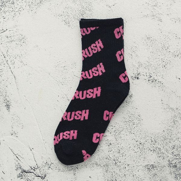 

women's autumn and winter new english letters women's mid-length and stockingsstockings stockingssocks street sports casual skate, Black