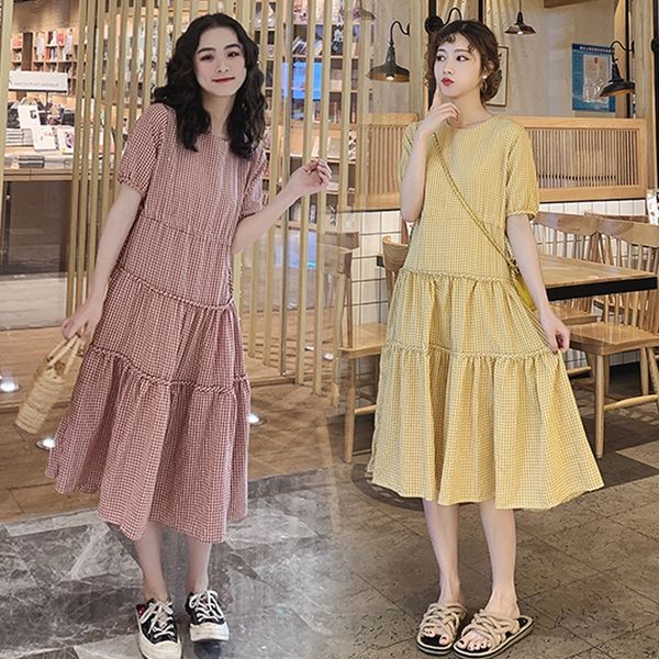 

the new maternity check dress for pregnant women in 2020, White