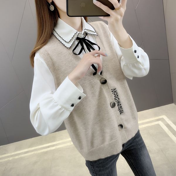 

women's knits & tees 5870k zone 68 left] - real s velveteen alphabet jacquard cardigan vest 33, White