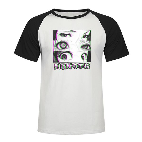 

тюремные школы глаза грустно японского аниме эстетическая tshirt мужчины смешной реглан футболка лето хлопка с коротким рукавом тенниски hip