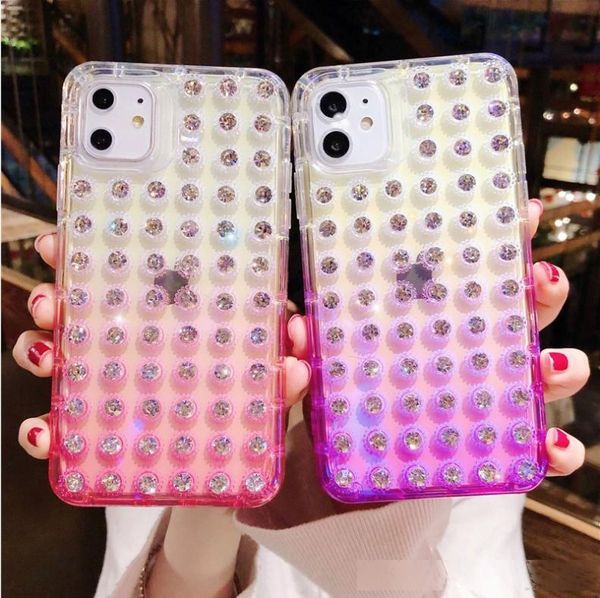 

for iphone 11pro bling bling luxury 3d diamond transparent anti-drop silicone soft cover for iphone max xs xr 7 8plus phone case