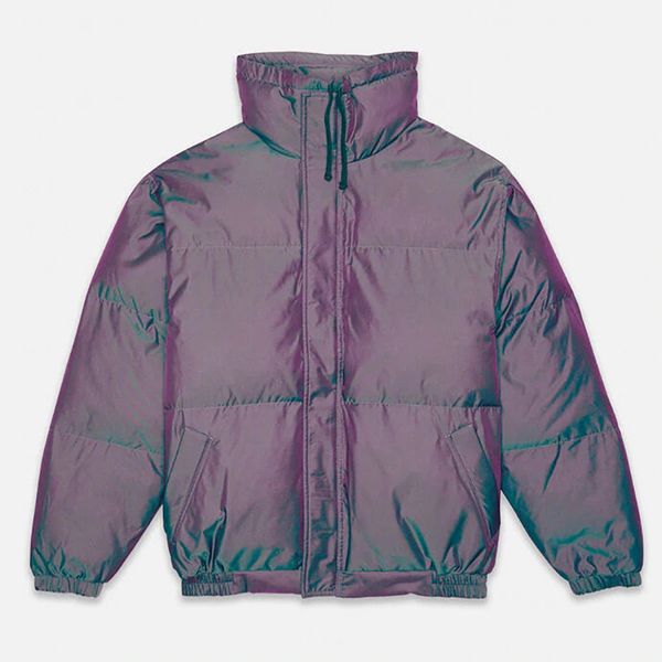 

fear of god essentials iridescent puffer jacket fog casual oversized puffers autumn winter outerwear jackets men women hip hop streetwear, Black;brown