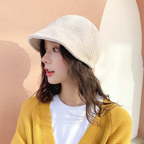 

hat female winter tide chenille fisherman hat thick double layer leisure all-match student woolen, Blue;gray