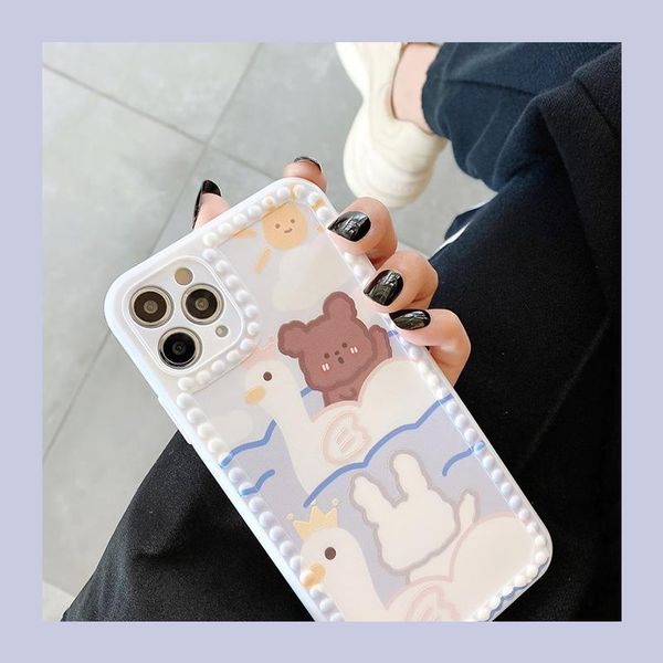 

cartoon bear rabbit for iphone x/xs phone case 8p apple 11promax drop-resistant xr soft se female 7p