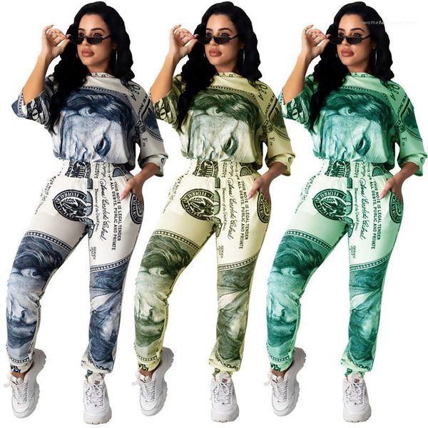 

брюки костюмы женская одежда 2 piece set summer женщин дизайнерские повседневные костюмы доллар printed halef рукавом, White