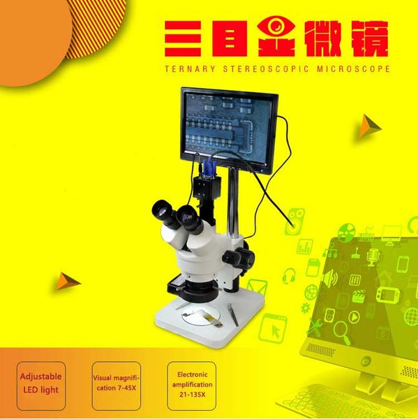 

multi-function electronic digital 7-45x continuous zoom bga operating cpu mobile phone repair ternary stereoscopic microscope