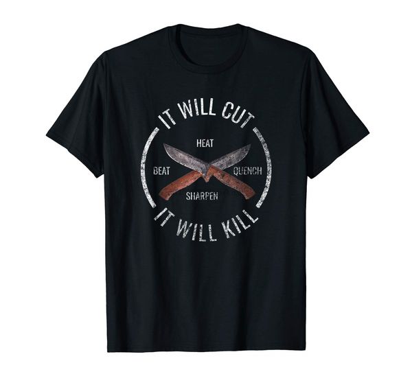 

fire forged knife blacksmith t-shirt sword id hit that