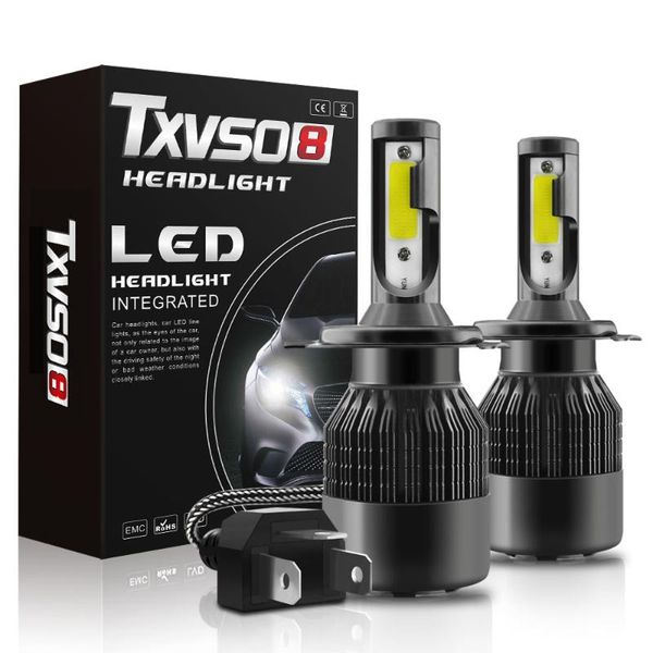 

jgaut car headlights led h4 3 hi-lo 144w 140000lm cob high low lights lamp auto bulbs 12v 24v motocycle motor bike replacement