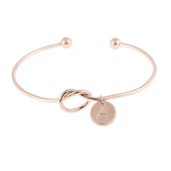 

new metal simple knotted bracelet 26 letters friend bracelet love girl simple and elegant delicate accessories high quality, Golden;silver