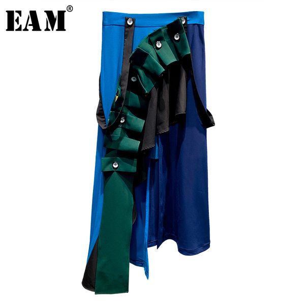 

eam] high waist blue asymmetrical pleated ruffles temperament half-body skirt women fashion tide new spring autumn 2020 1x801, Black