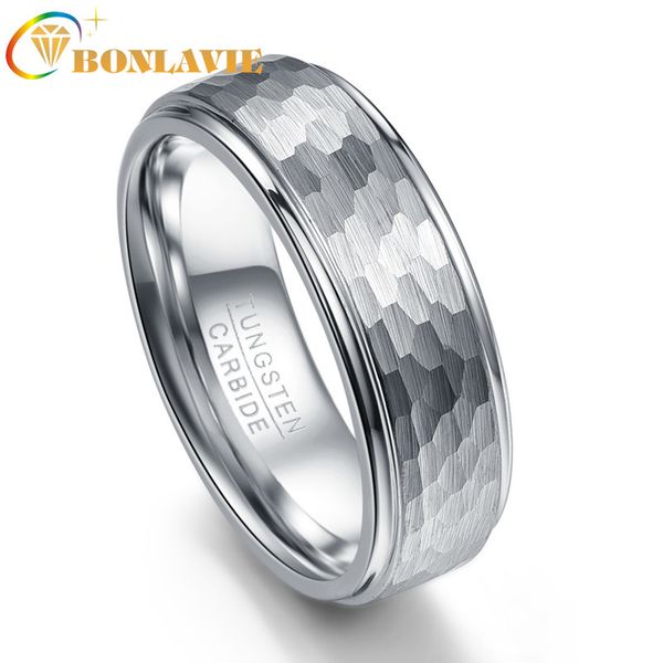 

wedding rings the 8mm wide 2.3mm thick round hexagonal pattern tungsten steel for men engagement ring jewelry, Slivery;golden
