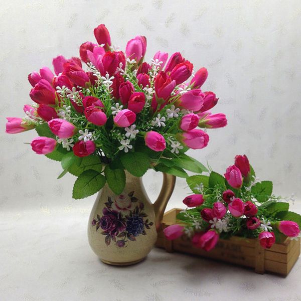 

15 heads artificial tulip flower real touch fake silk wedding bridal bouquet valentine's day home party decoration