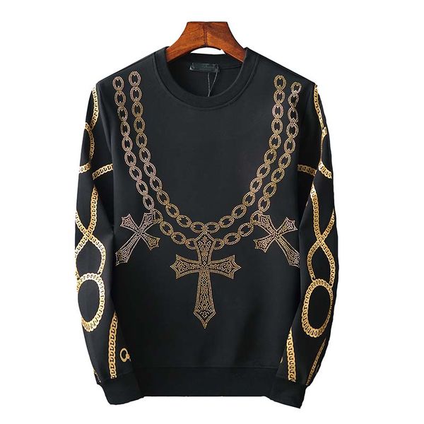 

mens hoodies spring autumn casual hoodies sweatshirts trendy diamond printed hoodie men women sweater long sleeve streetwear, Black