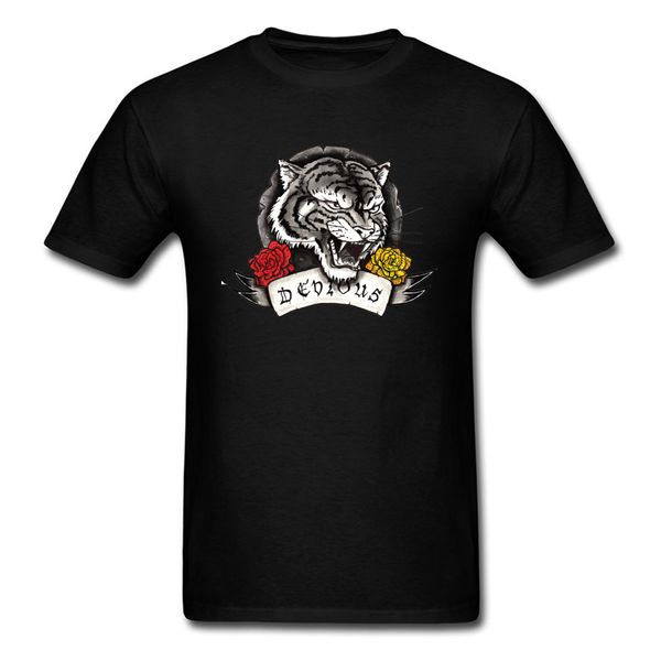 

roses are red tigers are devious t-shirt men clothes summer tshirt black t shirt cotton tees drop shipping