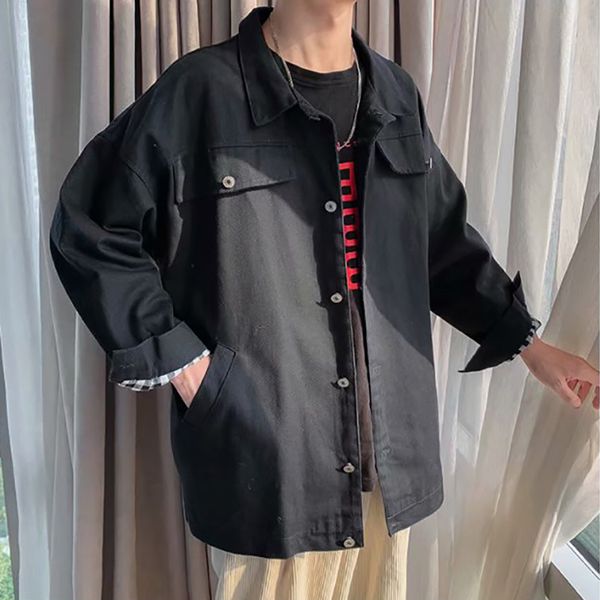 

japanese jacket hip hop style men clothing harajuku loong cleeve streetwear solid color jackets men women coat chaquetas hombre, Black;brown