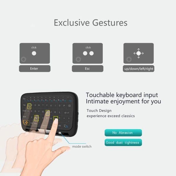 

small size h18 wireless keyboard air mouse touch screen keyboard 2.4ghz for smart tv box pc android