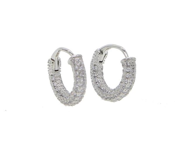 

925 sterling silver 10mm disc pave cubic zirconia girls simple circle earring with full16, Golden;silver