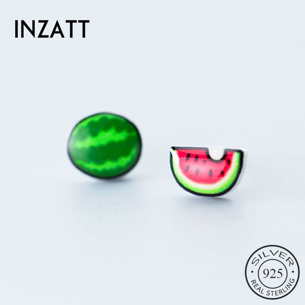 

stud inzareal 925 sterling silver fruit watermelon acrylic earrings for fashion woman party fine jewelry cute accessories, Golden;silver