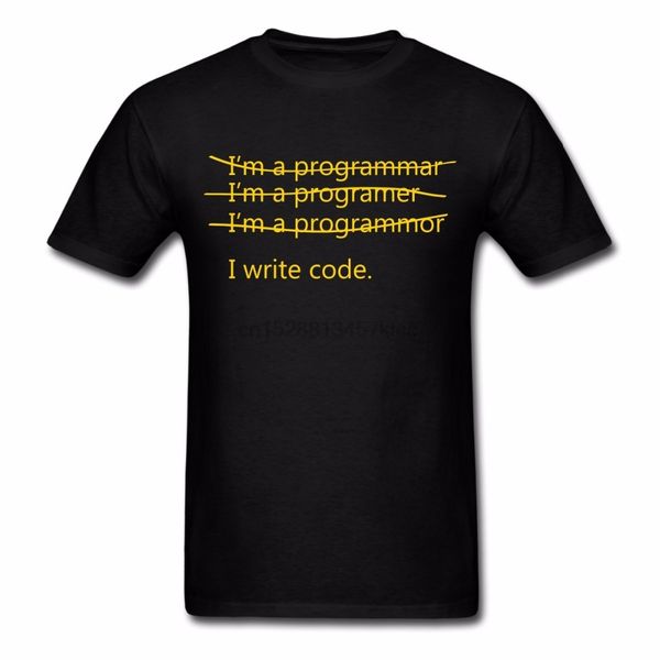 

2019 t shirt mens summer style 100 % cotton tshirt programmer i write code custom tee shirt