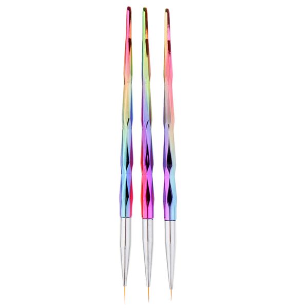 

3 pcs mermaid tail stick uv gel polish nail art drawing painting pen brushes