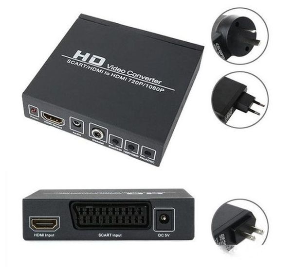 

hd video converter scart hdmi to hdmi converter 1080p eu/us /uk power plug adapter for hdtv hd 15pcs/lot