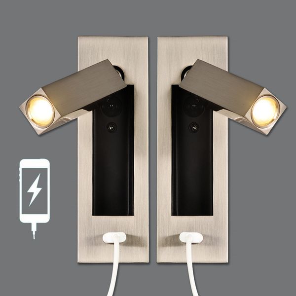 Topoch USB-LED-Wandleuchte, Schlafzimmer, Kopfteil, Leselampe, Loft, Hotel, Zuhause, Nachttisch-Wandleuchten, Aluminiumkopf, verstellbar, versenktes Buchlicht, fokussierter Strahl
