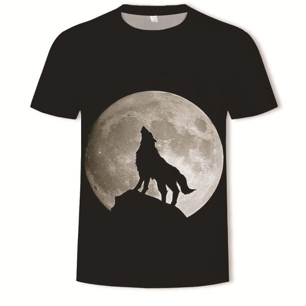 

summer new moon wolf fashion digital printing men's short sleeve t-shirt, Black;blue
