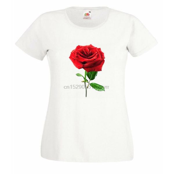 

red rose digitally printed white ladies fitted t-shirt(1