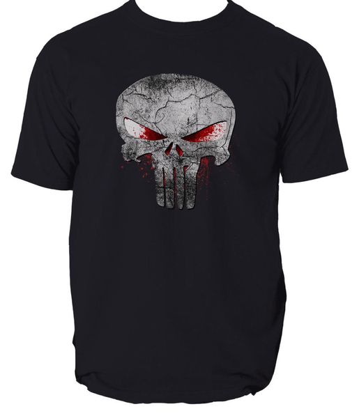 

2020 100% cotton the punisher skull logo t-shirt frank castle skull agent splatter tee shirt
