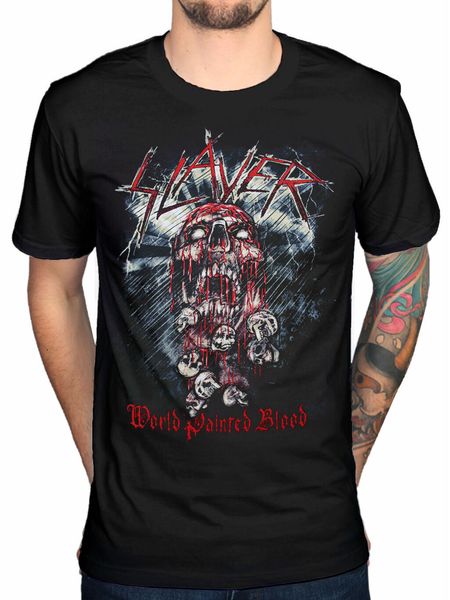 

official slayer world painted blood t-shirt reign in blood skull big four satan