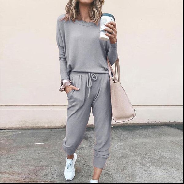 

2 бюстье женщины осень костюмы с длинным рукавом утолщаются толстовки с капюшоном повседневная спортивный костюм женщины tracksuit set, Gray