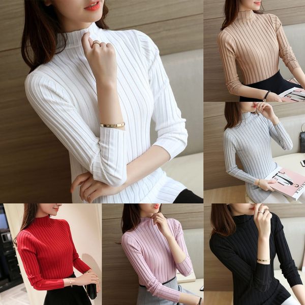 

women's knitwear autumn pullover pulloverpullover2020 new all-match korean style slimming slim long sleeve pullover base shirt fashi, White;black