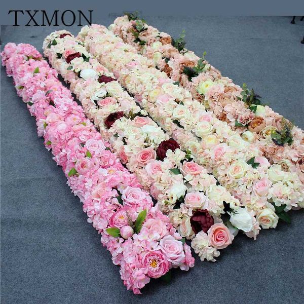 

high-end custom 2m flower arrangement wedding props row flower simulation road lead flowers wall arch stage decoration placed