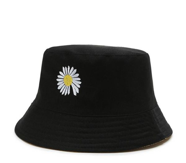 

summer daisies bucket hat women fashion beach sun hats femme floral black and yellow color panama hats fisherman hat, Blue;gray