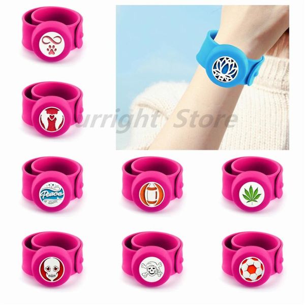 

tennis sweetheart peace football skull kids gift repellent diffuser bracelet 25mm essential oil locket bangle 10pads randomly, Golden;silver