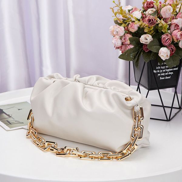 

pure color handbag famous women soft leather ladies handbag new color with large metal chain crossbody clutch simple style