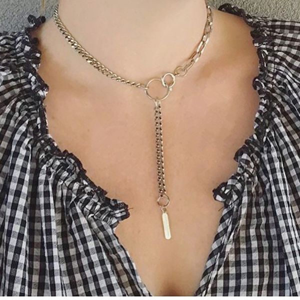 

fashion simple jewelry justine clenquet women's necklace 19 summer new ins punk style pendant necklaces for women wedding gifts, Golden;silver