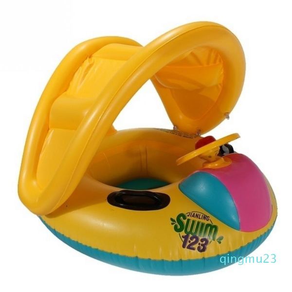 

wholesale-baby swim float swim car boat with a trumpet child sun-shading boat swimming toys