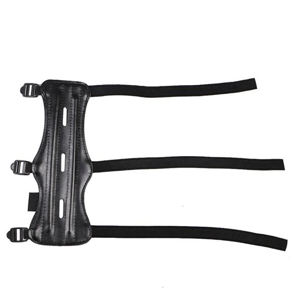 

arm guard hunting traditional pu leather arm restraint protector target arm guard protection shooting archery accessory, Black;gray