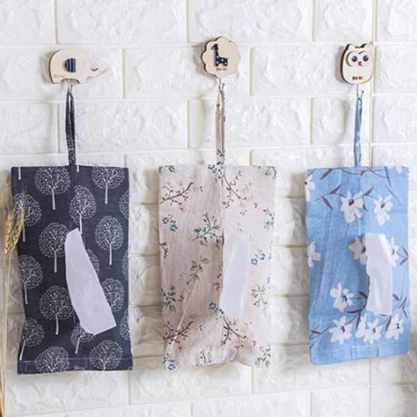 

storage bags fashion fabric hanging paper towel set home floral bag pull bag-