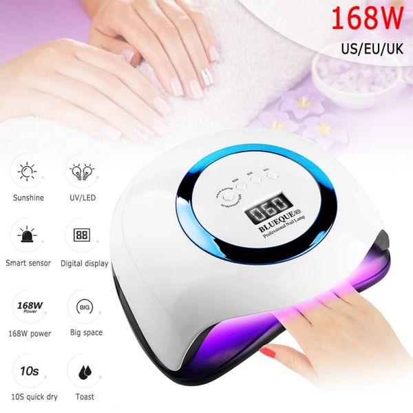 

nail dryers 168w uv lamp led dryer for all gels polish light infrared sensing smart manicure nails