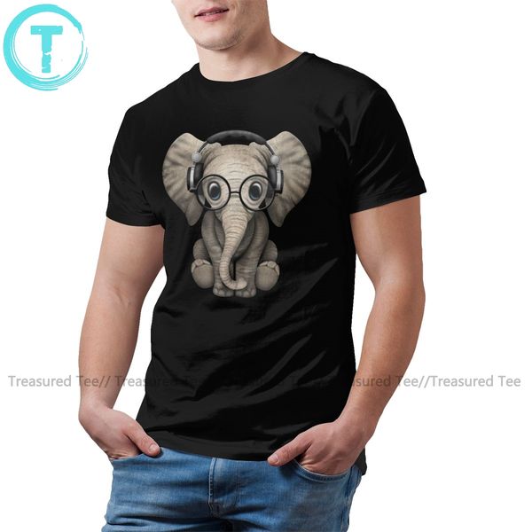 

elephant t shirt cute baby elephant dj t-shirt male big tee shirt basic short sleeve funny tshirt